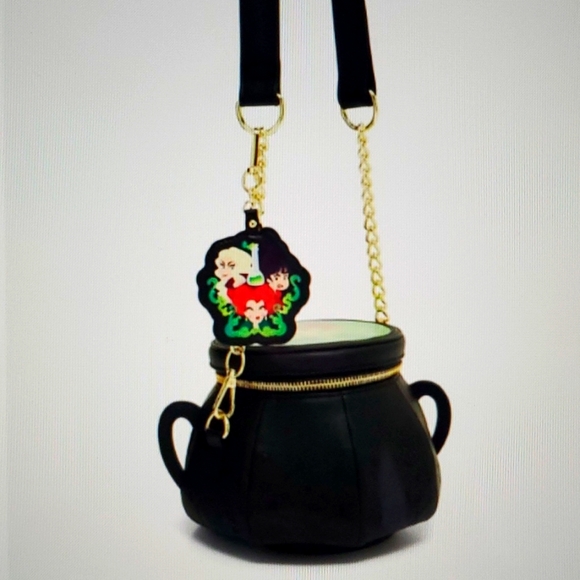 NWT: DISNEY LOUNGEFLY HOCUS POCUS "Glow-In-The-Dark" CAULDRON CROSSBODY BAG 2Fer - Picture 2 of 15